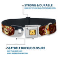 Load image into Gallery viewer, Winnie the Pooh Face Full Color Radial Brown Fade Seatbelt Buckle Collar featuring character poses and stainless steel buckle