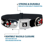 Mickey Mouse Face Full Color Black Seatbelt Buckle Collar - Classic Mickey Mouse 1928 Collage Black/White/Red