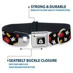 Mickey Mouse Face Full Color Black Seatbelt Buckle Collar - Mickey Mouse Costume Elements Scattered Black