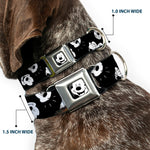 Mickey Mouse Face2 CLOSE-UP Full Color Black White Seatbelt Buckle Collar - Mickey Mouse Expressions Scattered Black/White