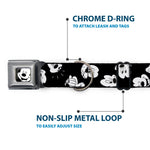 Mickey Mouse Face2 CLOSE-UP Full Color Black White Seatbelt Buckle Collar - Mickey Mouse Expressions Scattered Black/White