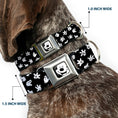 Load image into Gallery viewer, Mickey Mouse Face3 CLOSE-UP Full Color Black/White Seatbelt Buckle Collar - Mickey Mouse Hand Gestures Scattered Black/White