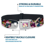 Alice/Cards Full Color Pinks Seatbelt Buckle Collar - Alice in Wonderland Kaleidoscope Scenes