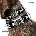 Dalmatian Paw Full Color Black Gray Seatbelt Buckle Collar - Dalmatians Running/Paws Black/Gray/White/Black