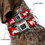 Dalmatian Paw Full Color Black Gray Seatbelt Buckle Collar - Dalmatians Running/Paws Reds/White/Black
