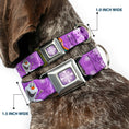 Load image into Gallery viewer, Snowflake Full Color Purple White Seatbelt Buckle Collar - Frozen Anna/Elsa/Olaf Poses/Scenes Purples