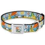 Olaf Tanning Pose Full Color Seatbelt Buckle Collar - Olaf Summertime Beach Scenes