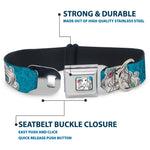 Ariel Sketch2 Pose Full Color Blue Seatbelt Buckle Collar - Ariel Poses/Shells Sketch Blue/White
