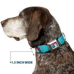 Ariel Face6 Turquoise Full Color Blues Seatbelt Buckle Collar - Ariel Poses Coral & Castle Blues/Reds