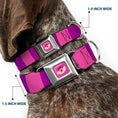 Load image into Gallery viewer, Cheshire Cat Face Full Color Pink Seatbelt Buckle Collar - Cheshire Cat Stripe Pink/Purple