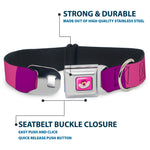 Cheshire Cat Face Full Color Pink Seatbelt Buckle Collar - Cheshire Cat Stripe Pink/Purple