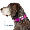 Load image into Gallery viewer, Cheshire Cat Face Full Color Pink Seatbelt Buckle Collar - Cheshire Cat Stripe Pink/Purple