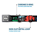 Load image into Gallery viewer, Southlake Paws Big Hero 6 Seatbelt Buckle Collar features colorful name blocks and action poses, with a chrome D-ring and adj