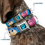 INSIDE OUT/Riley Silhouette Full Color Black/Sparkle Blue Seatbelt Buckle Collar - INSIDE OUT 6-Character Pose Sparkle Blue/White