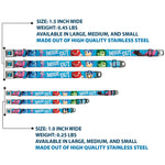 INSIDE OUT/Riley Silhouette Full Color Black/Sparkle Blue Seatbelt Buckle Collar - INSIDE OUT 6-Character Pose Sparkle Blue/White