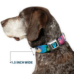 INSIDE OUT/Riley Silhouette Full Color Black/Sparkle Blue Seatbelt Buckle Collar - INSIDE OUT 6-Character Pose Sparkle Blue/White