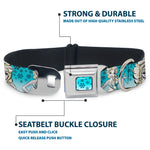 Snowflakes Frozen Art Collection Full Color Blues/White Seatbelt Buckle Collar - Anna/Snowflakes Frozen Art Collection Poses