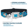 Load image into Gallery viewer, Frozen Cloud/Heart Raindrop Sketch Full Color Blues/Black Seatbelt Buckle Collar - Olaf Heart Raindrop Sketch Blues/Black