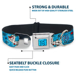 Frozen Cloud/Heart Raindrop Sketch Full Color Blues/Black Seatbelt Buckle Collar - Olaf Heart Raindrop Sketch Blues/Black