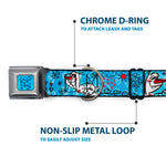 Frozen Cloud/Heart Raindrop Sketch Full Color Blues/Black Seatbelt Buckle Collar - Olaf Heart Raindrop Sketch Blues/Black