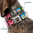 Load image into Gallery viewer, INSIDE OUT Rainbow Full Color Black White Multi Color Seatbelt Buckle Collar - Inside Out 6-Character Esxpression Blocks Purple/Multi Color