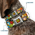 Load image into Gallery viewer, WE Wilderness Explorers Badge Full Color Black Seatbelt Buckle Collar - Stacked Wilderness Explorers Badges