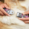 Load image into Gallery viewer, Princess Rose Full Color Grays/White/Black Seatbelt Buckle Collar - Princess Sketch Poses/Floral Collage Pinks/Grays