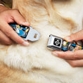 Load image into Gallery viewer, Alice Keyhole Full Color Black/White Seatbelt Buckle Collar - Alice in Wonderland Poses/Clock/Bottle Diamond/Stripe Black/White/Blues