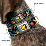 Alice in Wonderland THIS WAY Sign/Flowers Full Color Seatbelt Buckle Collar - CURIOUSER AND CURIOUSER/Flowers of Wonderland Collage
