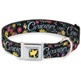Load image into Gallery viewer, Alice in Wonderland THIS WAY Sign/Flowers Full Color Seatbelt Buckle Collar - CURIOUSER AND CURIOUSER/Flowers of Wonderland Collage