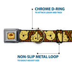 HUNNY Pot Full Color Black/Browns Seatbelt Buckle Collar - Winnie the Pooh Expressions/Honeycomb Black/Browns