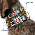 Load image into Gallery viewer, WALL-E Logo Full Color Black Red White Seatbelt Buckle Collar - WALL-E & EVE Pose/Face Hazard Blocks Gray/Yellow/Black