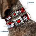 Load image into Gallery viewer, Heart Full Color Black/Red Seatbelt Buckle Collar - Mickey & Minnie HUGS & KISSES Poses Reds/White