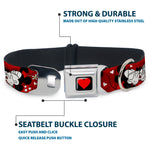 Heart Full Color Black/Red Seatbelt Buckle Collar - Mickey & Minnie HUGS & KISSES Poses Reds/White
