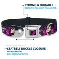 Load image into Gallery viewer, Descendants Dragon Heart Full Color Black/Purples Seatbelt Buckle Collar - Descendants Mal 3-Poses GOOD ISN'T ALWAYS/Hearts/Dragons EASY Purples/Pinks