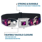 Descendants Dragon Heart Full Color Black/Purples Seatbelt Buckle Collar - Descendants Mal 3-Poses GOOD ISN'T ALWAYS/Hearts/Dragons EASY Purples/Pinks