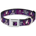 Load image into Gallery viewer, Descendants Dragon Heart Full Color Black/Purples Seatbelt Buckle Collar - Descendants Mal 3-Poses GOOD ISN'T ALWAYS/Hearts/Dragons EASY Purples/Pinks