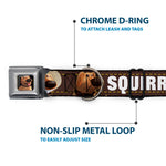 Dug Tongue Out Pose Full Color Black Seatbelt Buckle Collar - Dug 3-Poses/SQUIRREL! Brown/Yellow/White