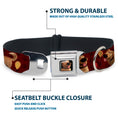 Load image into Gallery viewer, Dug Tongue Out Pose Full Color Black Seatbelt Buckle Collar - Dug 4-Poses/Balloons/Paw Print Reds