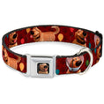 Load image into Gallery viewer, Dug Tongue Out Pose Full Color Black Seatbelt Buckle Collar - Dug 4-Poses/Balloons/Paw Print Reds