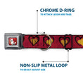 Load image into Gallery viewer, Alice in Wonderland Queen Face Full Color Red Seatbelt Buckle Collar - Alice in Wonderland Queen's Hearts Reds/Black/Gold