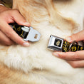 Load image into Gallery viewer, Alice in Wonderland Clock Full Color Black/Gold/White Seatbelt Buckle Collar - White Rabbit Poses LOOKING FOR WONDERLAND/Clocks Black/Golds