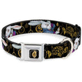 Load image into Gallery viewer, Alice in Wonderland Clock Full Color Black/Gold/White Seatbelt Buckle Collar - White Rabbit Poses LOOKING FOR WONDERLAND/Clocks Black/Golds