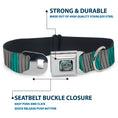 Load image into Gallery viewer, Alice Through the Looking Glass Cheshire Cat Pose Full Color Black Seatbelt Buckle Collar - Cheshire Cat Stripes Gray/Teal/Black