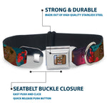 Beast Face CLOSE-UP Full Color Seatbelt Buckle Collar - Beast 4-Scenes/Roses