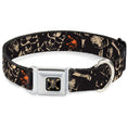 Load image into Gallery viewer, Pirates of The Caribbean Dead Men Tell No Tales Skull Icon Full Color Black Seatbelt Buckle Collar - Pirates Skulls Scattered/Splatter Black/Tan/Red