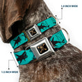 Load image into Gallery viewer, Pirates of The Caribbean Dead Men Tell No Tales Skull Icon Full Color Black Seatbelt Buckle Collar - Pirates Skull & Crossbones/Sharks Turquoise/Black
