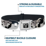 Mickey Mouse Head Silhouette Black Silver Seatbelt Buckle Collar - Mickey Mouse Head Stacked Black/Grays
