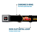 CARS 3 Emblem Full Color Black Silver Red Seatbelt Buckle Collar - Cars 3 LIGHTNING MCQUEEN Pose/Bolt Black/Yellows