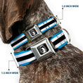 Load image into Gallery viewer, Alice Silhouette Cameo Pose Black White Seatbelt Buckle Collar - Alice in Wonderland Stripe/Bow Silhouette Blue/Black/White